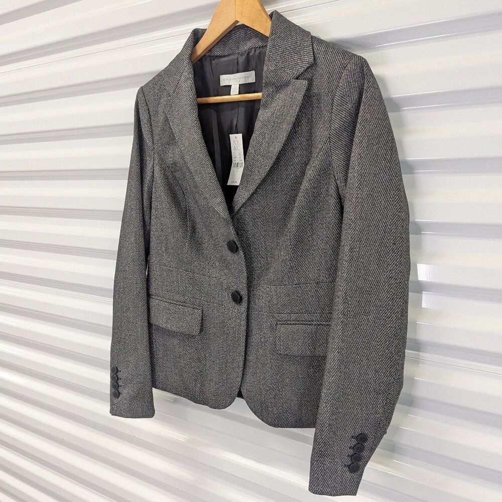 New York & Company Size 8 NWT Chevron Black & Charcoal‎ Gray Blazer - Picture 2 of 7